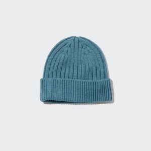 Bonnet Uniqlo HEATTECH Ribbed Femme Bleu | 2054363