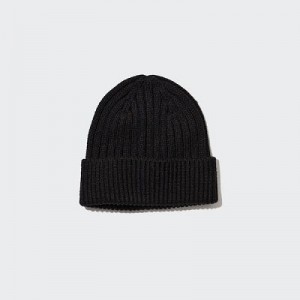 Bonnet Uniqlo HEATTECH Ribbed Femme Noir | 3586600