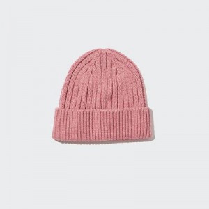 Bonnet Uniqlo HEATTECH Ribbed Femme Rose | 4779060