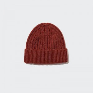 Bonnet Uniqlo HEATTECH Ribbed Femme Rouge | 2034518