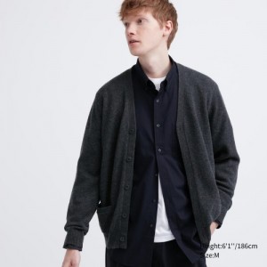 Cardigan Uniqlo Premium Lambswool V-Neck Femme Grise | 1695085
