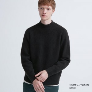 Chandails Uniqlo 3d Knit Souffle Yarn Mock Neck Homme Noir | 5694718