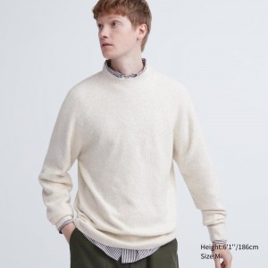 Chandails Uniqlo 3d Knit Souffle Yarn Mock Neck Homme Blanche | 8629054