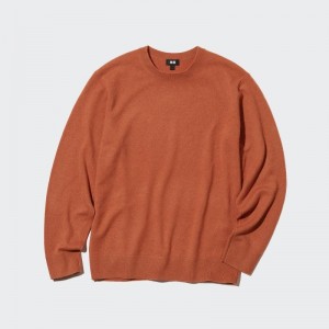 Chandails Uniqlo Cashmere Crew Neck Long-sleeve Homme Orange | 3496217