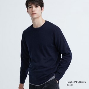 Chandails Uniqlo Cashmere Crew Neck Long-sleeve Homme Bleu Marine | 108209