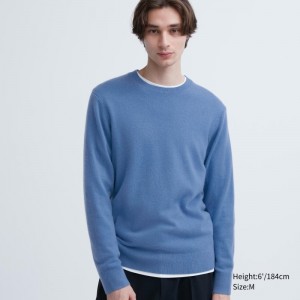 Chandails Uniqlo Cashmere Crew Neck Long-sleeve Homme Bleu | 4611890