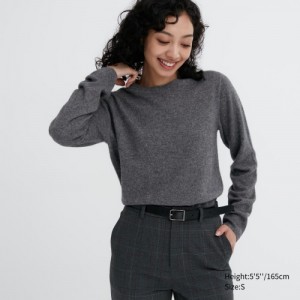 Chandails Uniqlo Cashmere Crew Neck Long-sleeve Femme Grise | 9184248