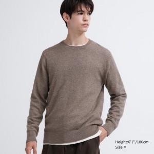 Chandails Uniqlo Cashmere Crew Neck Long-sleeve Homme Marron | 7244952
