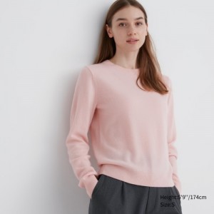 Chandails Uniqlo Cashmere Crew Neck Long-sleeve Femme Rose | 1446804