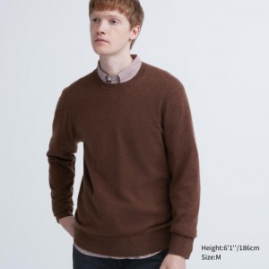 Chandails Uniqlo Cashmere Crew Neck Long-sleeve Femme Marron | 4763991