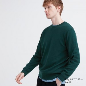 Chandails Uniqlo Cashmere Crew Neck Long-sleeve Femme Vert | 3643001