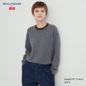 Chandails Uniqlo Cashmere Crew Neck Long-sleeve Femme Grise | 5227864