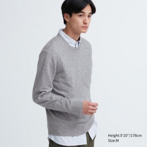 Chandails Uniqlo Cashmere Crew Neck Long-sleeve Homme Grise | 8488640