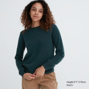Chandails Uniqlo Cashmere Crew Neck Long-sleeve Femme Vert | 5424129
