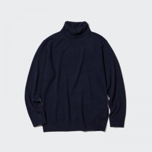 Chandails Uniqlo Cashmere Turtleneck Long-sleeve Femme Bleu Marine | 1286979