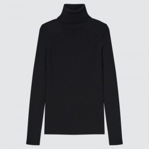Chandails Uniqlo Extra Fine Merino Ribbed Turtleneck Long-Sleeve Femme Noir | 6548833