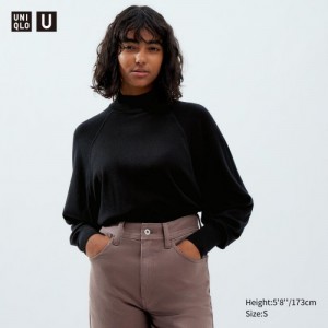 Chandails Uniqlo Merino Blend Volume Long-Sleeve Femme Noir | 2393879