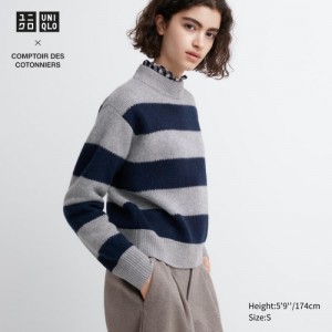 Chandails Uniqlo Premium Lambswool Long-Sleeve Femme Grise | 8241067