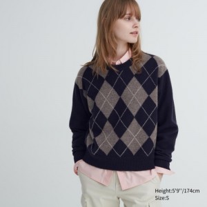 Chandails Uniqlo Premium Lambswool Long-Sleeve Crew Neck Femme Bleu Marine | 2924970