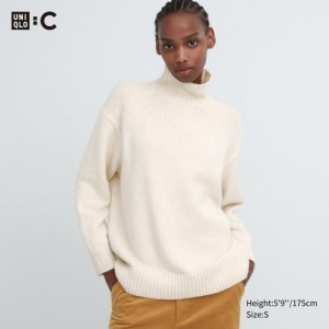 Chandails Uniqlo Soft Knit High Neck Long-Sleeve Femme Blanche | 5857