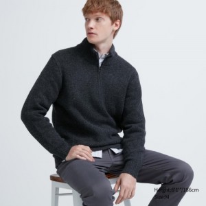 Chandails Uniqlo Souffle Yarn Half-Zip Long-Sleeve Femme Grise | 8887116