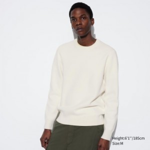 Chandails Uniqlo Washable Milano Ribbed Crew Neck Long-Sleeve Femme Blanche | 2903403