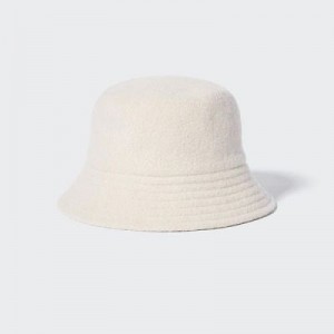 Chapeaux Uniqlo Adjustable Wool Bucket Femme Blanche | 4664110