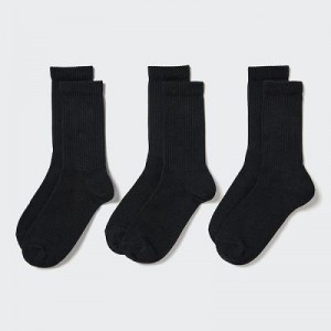 Chaussette Uniqlo 3 Pack (Ribbed) Femme Noir | 5254195