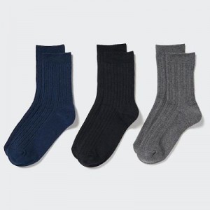 Chaussette Uniqlo 3 Pairs Femme Bleu Marine | 1741070