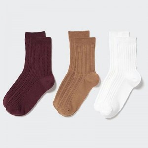 Chaussette Uniqlo 3 Pairs Femme Bordeaux | 8647389
