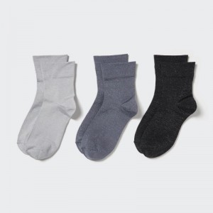 Chaussette Uniqlo Crew Glitter (3 Pairs) Femme Grise | 398167