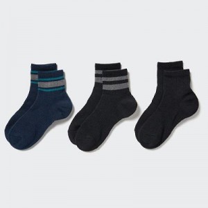 Chaussette Uniqlo Crew Pile Lined (3 Pairs) Femme Bleu Marine | 9975467