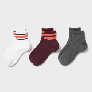 Chaussette Uniqlo Crew Pile Lined (3 Pairs) Femme Blanche | 3358645