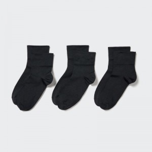 Chaussette Uniqlo Crew Tapered (3 Pairs) Femme Noir | 387478