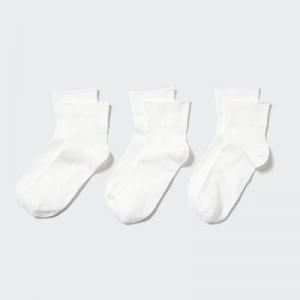 Chaussette Uniqlo Crew Tapered (3 Pairs) Femme Blanche | 5973688