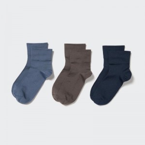 Chaussette Uniqlo Crew Tapered (3 Pairs) Femme Bleu | 29829
