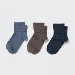 Chaussette Uniqlo Crew Tapered (3 Pairs) Femme Bleu | 3270786