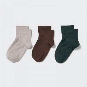 Chaussette Uniqlo Crew Tapered (3 Pairs) Femme Grise | 3603272