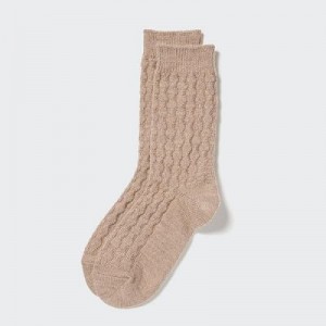Chaussette Uniqlo HEATTECH Cable Femme Beige | 4779055