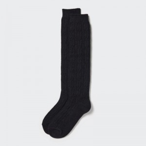 Chaussette Uniqlo HEATTECH Cable Knee-High Femme Noir | 6011960