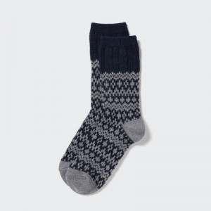 Chaussette Uniqlo HEATTECH Fair Isle Femme Bleu Marine | 6324349