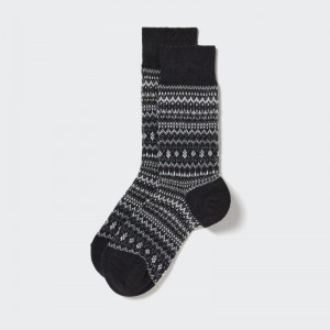 Chaussette Uniqlo HEATTECH Fair Isle Homme Noir | 4230420
