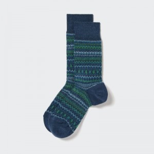 Chaussette Uniqlo HEATTECH Fair Isle Homme Bleu | 7433499