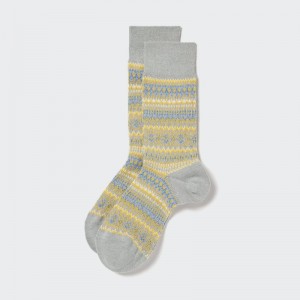 Chaussette Uniqlo HEATTECH Fair Isle Homme Grise | 9667393