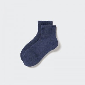 Chaussette Uniqlo HEATTECH Pile Half Femme Bleu | 4884738