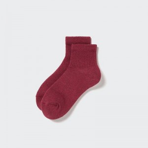 Chaussette Uniqlo HEATTECH Pile Half Femme Bordeaux | 2458719