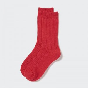 Chaussette Uniqlo HEATTECH Ribbed Femme Rouge | 4804843