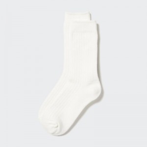Chaussette Uniqlo HEATTECH Ribbed Femme Blanche | 3295098