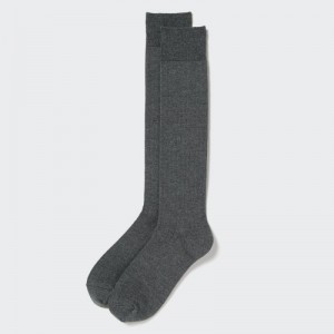 Chaussette Uniqlo HEATTECH Ribbed Knee-High Femme Grise | 6159676