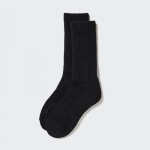 Chaussette Uniqlo HEATTECH Ribbed Pile-Lined Femme Noir | 1080536